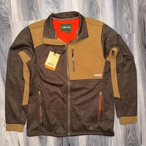 Orvis Hybrid Wool Fleece Jacket Mens M Brown Performance Outdoor Work Hiking